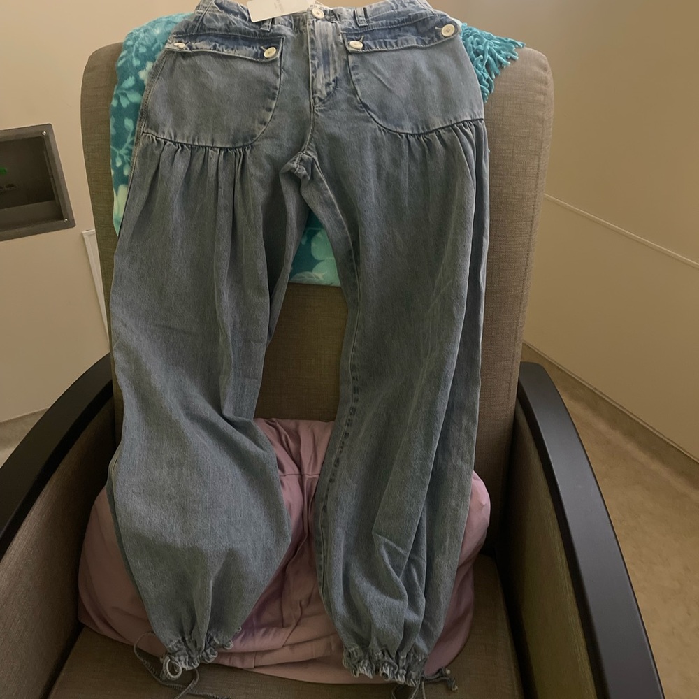 Blue Flare Wide Leg Jeans